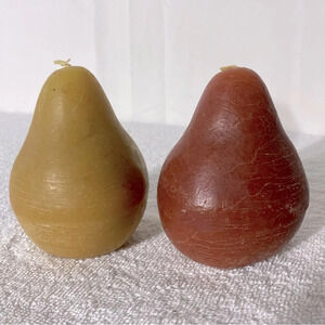 Vintage Burgundy & Yellow Pear Candles x2